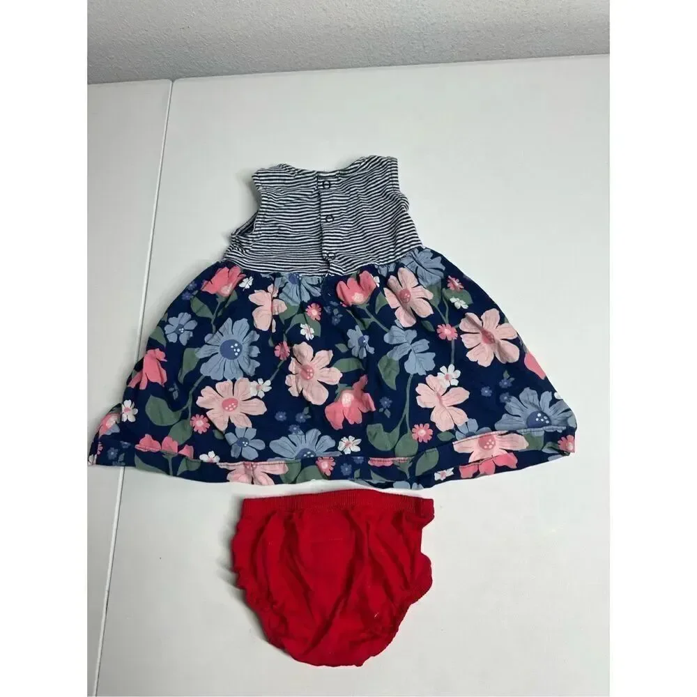 Carter's Girl's Baby Size 9M Floral Pattern Dress and Underpants